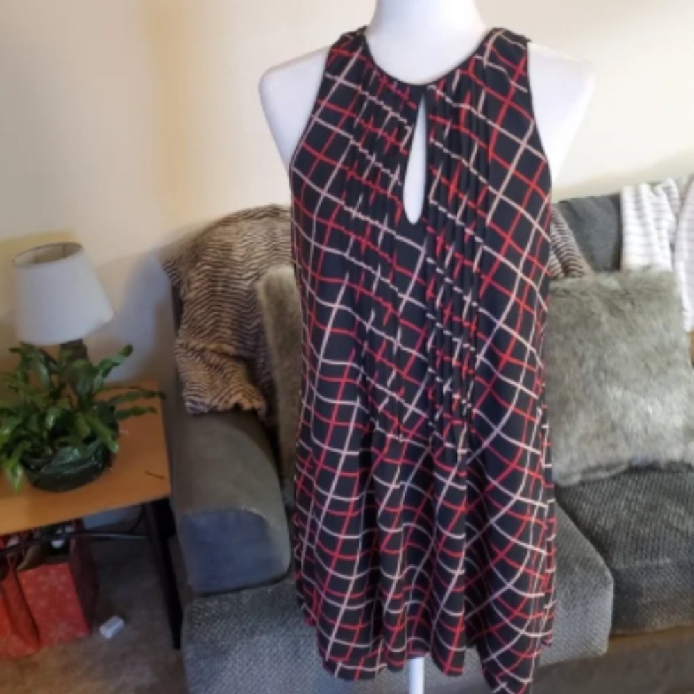 Sanctuary Black Plaid Swing Keyhole Dress
